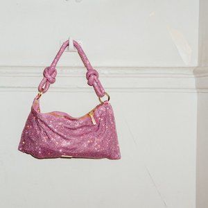 Cult Gaia Top Handle Rhinestone Bag - Blush